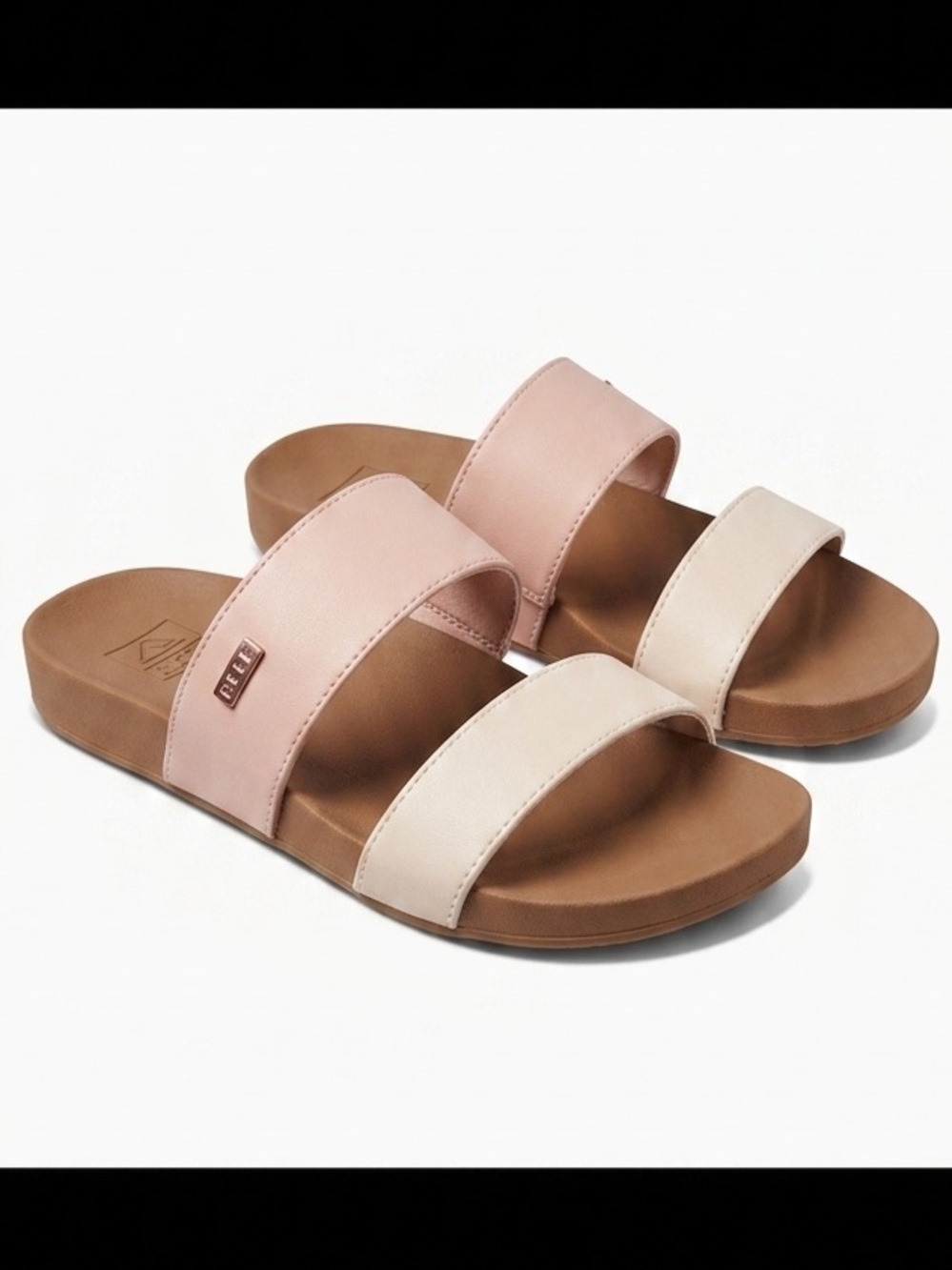 Reef Women's Double-Strap Slide Sandals Pink Cream hali cushion vista arch 10